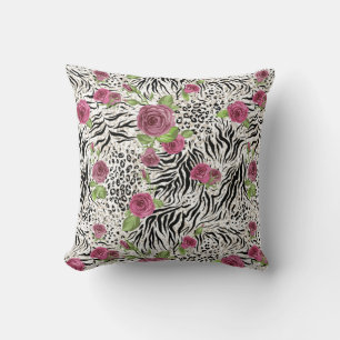 Tierdruck und Rose Kissen