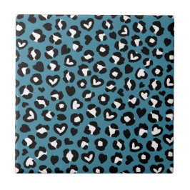 Tierdrucke, Blauer Leopard, Geparden, Herz Fliese