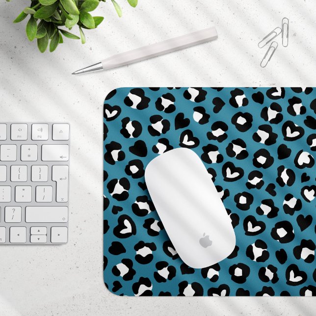 Tierdrucke, Blauer Leopard, Geparden, Herz Mousepad (Von Creator hochgeladen)