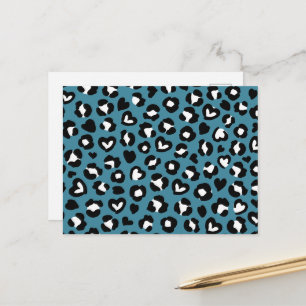 Tierdrucke, Blauer Leopard, Geparden, Herz Postkarte