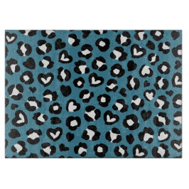 Tierdrucke, Blauer Leopard, Geparden, Herz Schneidebrett