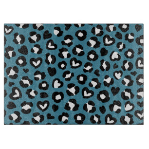 Tierdrucke, Blauer Leopard, Geparden, Herz Schneidebrett