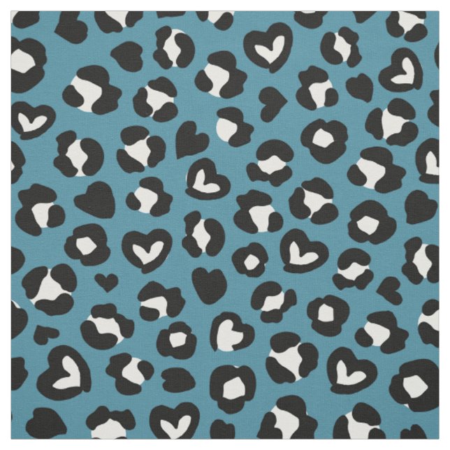 Tierdrucke, Blauer Leopard, Geparden, Herz Stoff (Muster)