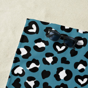 Tierdrucke, Blauer Leopard, Geparden, Herz Strandtuch