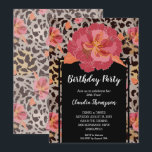 Tierdruckflorale Geburtstagsparty Einladungen<br><div class="desc">Ein tolles Design aus rosa Blume und schwarzen Leoparden auf taupe Umgebung. Perfekt für JEDES JAHR Geburtstagsfeier Einladungen für Erwachsene, Quinceañera Geburtstagsparty Einladungen, 10 Geburtstagseinladungen oder andere Gelegenheiten, ändern Sie einfach die Formulierung zu Ihrer Veranstaltung. Siehe KOORDINIERUNG Artikel in unserem Geschäft.</div>