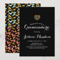 Tierdruckherz Quinceañera Sweet 16 Einladung