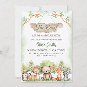Tiere Abenteuer Junge Baby Shower-Party Einladung