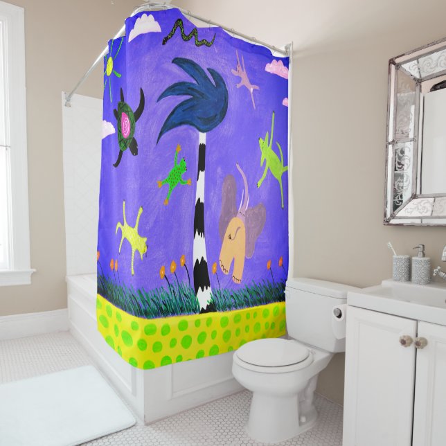 Tiere auf dem Windduschvorhang Duschvorhang (Beispiel)