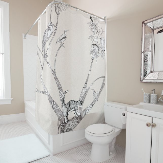 Tiere auf einem Baum Duschvorhang (Beispiel)