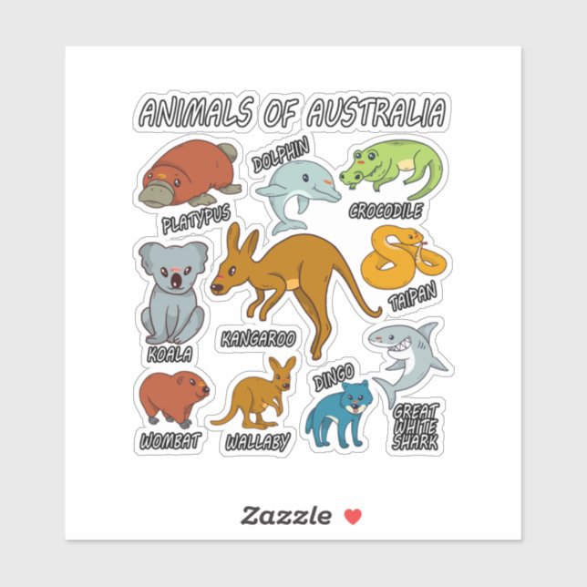 Tiere aus Australien Aufkleber (Blatt)