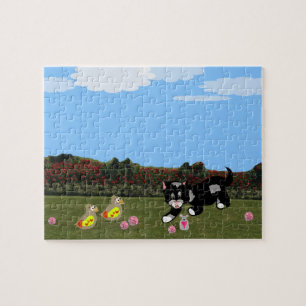 Tiere aus Cartoons im Gartenpuzzle