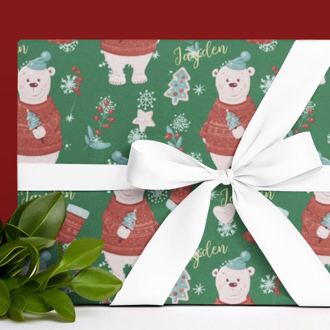 Tiere aus niedlichen Cartoon Geschenkpapier (Cute Cartoon Animals Polar Bear Custom Wrapping Paper
)