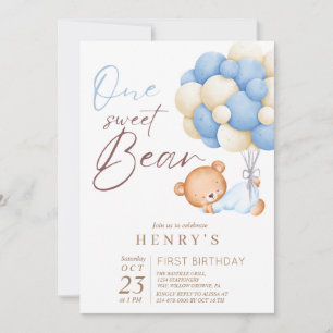 Tiere Bärenpadel Junge 1. Geburtstag Party Einladung
