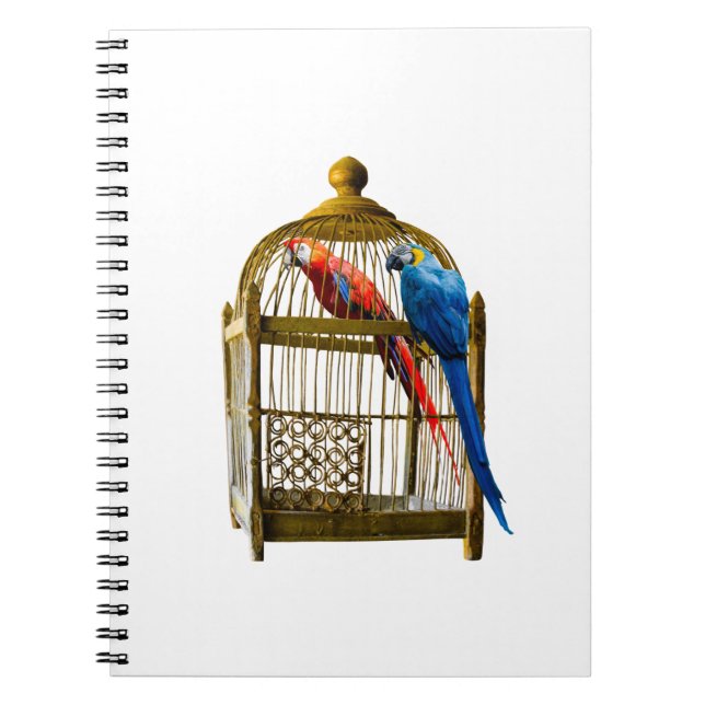 Tiere Bird Cat Parrot Käfig Locked Freedom Gefängn Notizblock (Vorderseite)