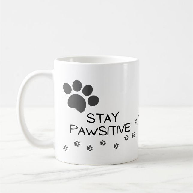 Tiere Bleibe Pawsitive Paw Print Kaffeetasse (Links)