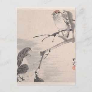 Tiere, Blumen und Vögel - Ren Yi Postkarte