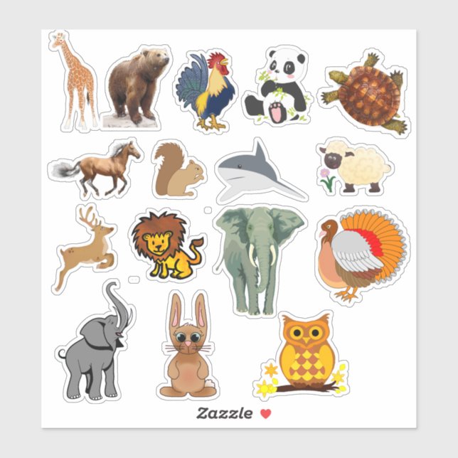 Tiere Decal Sticker Set (Blatt)