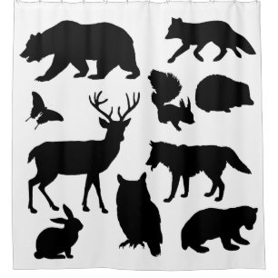 Tiere des Waldes, wild lebende Tiere Duschvorhang