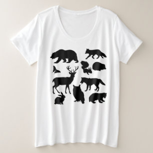 Tiere des Waldes, wild lebende Tiere Große Größe T-Shirt