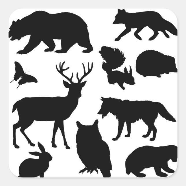 Tiere des Waldes, wild lebende Tiere Quadratischer Aufkleber (Vorderseite)