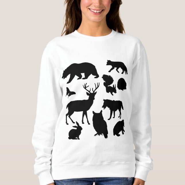 Tiere des Waldes, wild lebende Tiere Sweatshirt (Vorderseite)