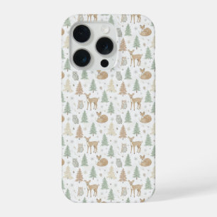 Tiere des Winterwaldes nahtloses Muster iPhone 15 Pro Hülle