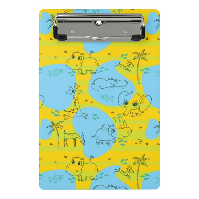 Tiere, die Babymusterhintergrund spielen Mini Klemmbrett (Vorderseite)