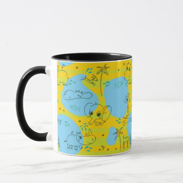 Tiere, die Babymusterhintergrund spielen Tasse (Links)