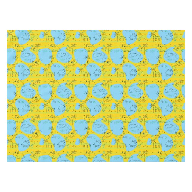 Tiere, die Babymusterhintergrund spielen Tischdecke (Vorderseite (Horizontal))