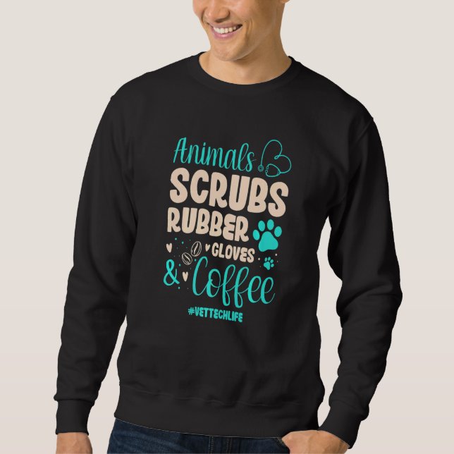 Tiere, die Gummihandschuhe und Kaffeetierschuhe un Sweatshirt (Vorderseite)