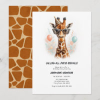 Tiere feiern lustige Giraffe Kinder Geburtstagsfei