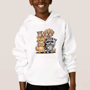 Tiere-Freunde-Team-Illustration im Cartoon-Stil Hoodie