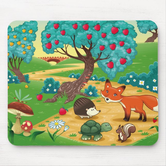 Tiere im Holz Mousepad (Vorne)