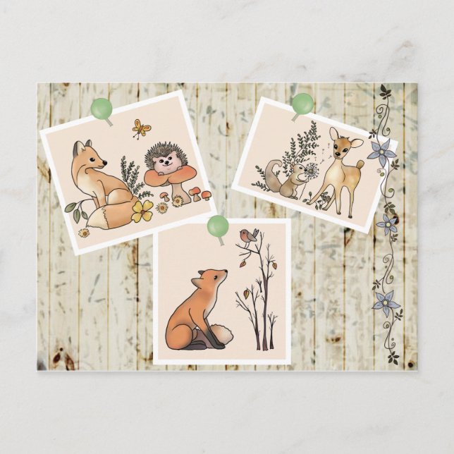 Tiere im Wald Postkarte (Vorderseite)