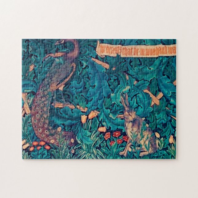 Tiere im Wald, William Morris (Horizontal)