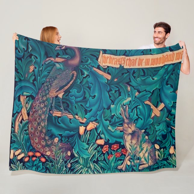 Tiere im Wald, William Morris Fleecedecke (Beispiel)
