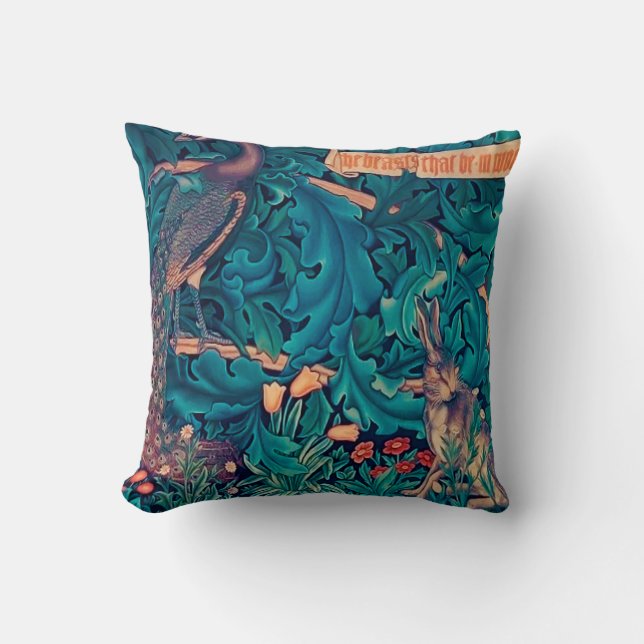 Tiere im Wald, William Morris Kissen (Vorderseite)