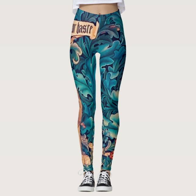 Tiere im Wald, William Morris Leggings (Vorderseite)