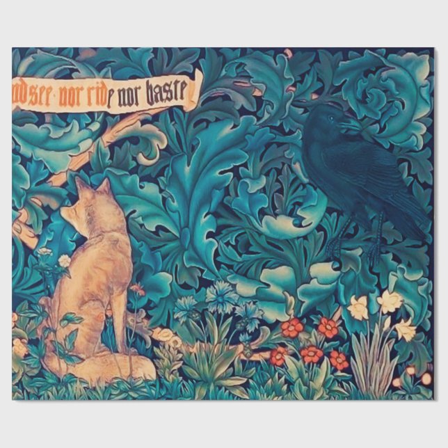 Tiere im Wald, William Morris Wrapping Pap Geschenkpapier (Flach)