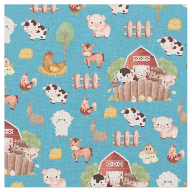 Tiere in Aqua Blue Stoff (Nahaufnahme)