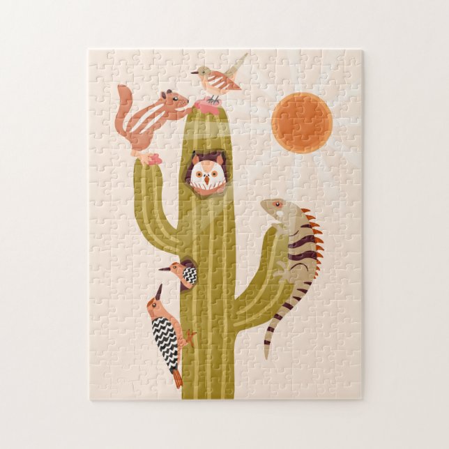 Tiere in einem Kakteen Kinder jigsaw Puzzle (Vertikal)