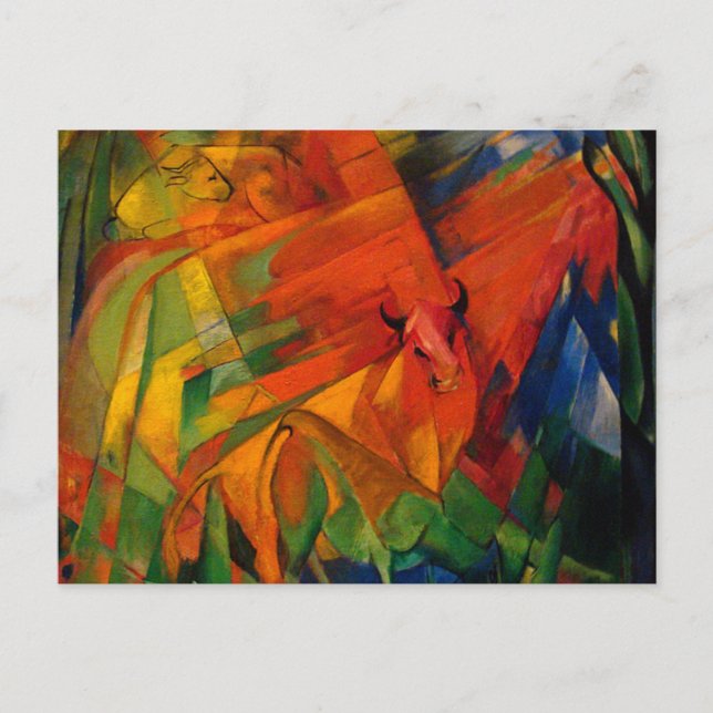 Tiere in einer Landschaft von Franz Marc Postkarte (Vorderseite)