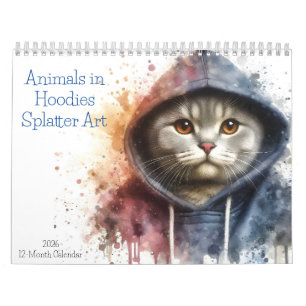 Tiere in Hoodies 12 Monate Spritzer Art 2026 Kalender