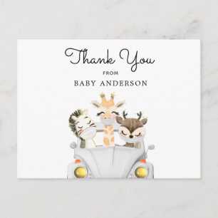 Tiere in Masken Drive by Baby Dusche Vielen Dank Postkarte