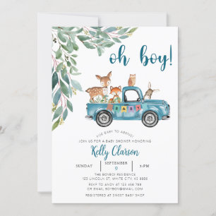 Tiere Jungle ?Car Oh Boy Baby Shower Einladung