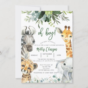 Tiere Jungle Safari Oh Boy Baby Dusche Einladung