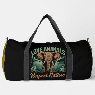 Tiere lieben Natur respektieren Elefant Duffle Bag