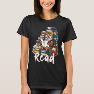 Tiere Lover Owl Reading Buch Librarian Across Am T-Shirt