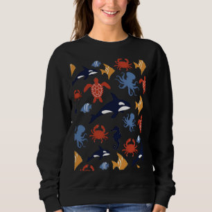 Tiere Meeresleben Orca Octopus Fischkrebs Schildkr Sweatshirt