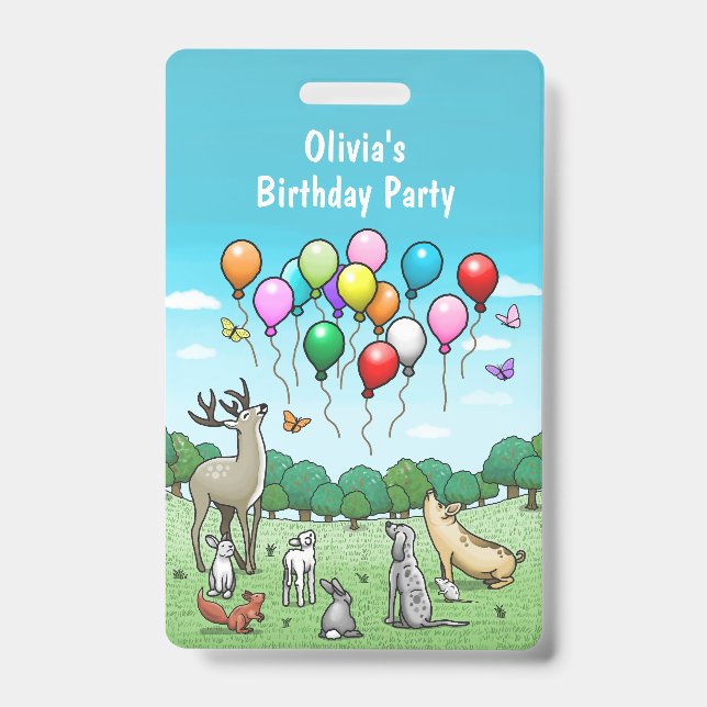 Tiere mit farbenfrohen Ballons Ausweis (Vorderseite)